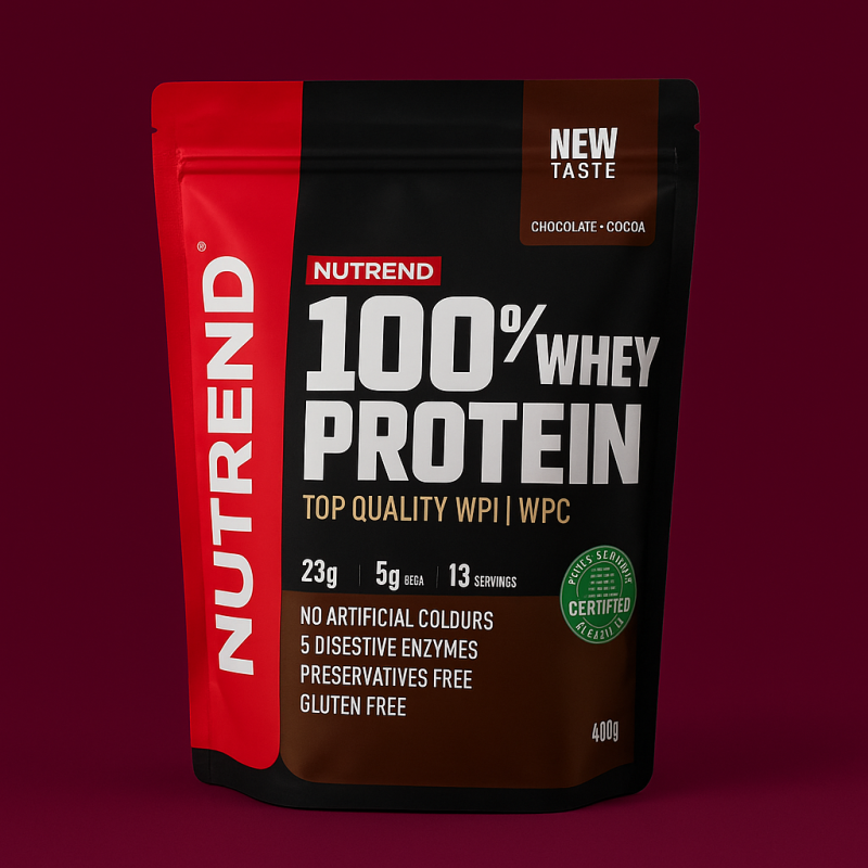 Nutrend 100% Whey Protein – Šokolādes Cocoa garša (400 g) | Premium sūkalu proteīns